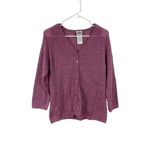 Vintage Laura Ashley Size L Mohair Blend Purple Beaded Cardigan Sweater Coquette